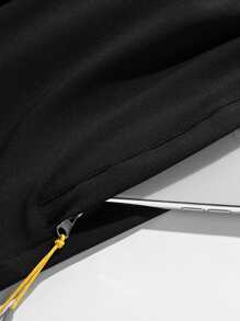 Men Slant Pocket Drawstring Sports Shorts - Black - View 4