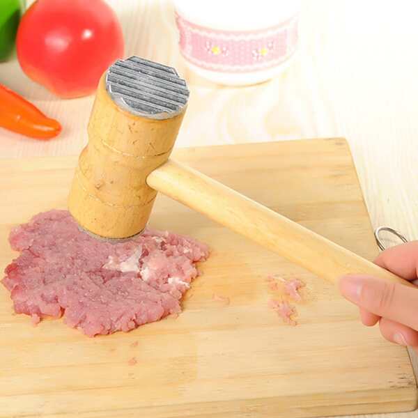 

1pc Random Wooden Handle Meat Hammer, Khaki