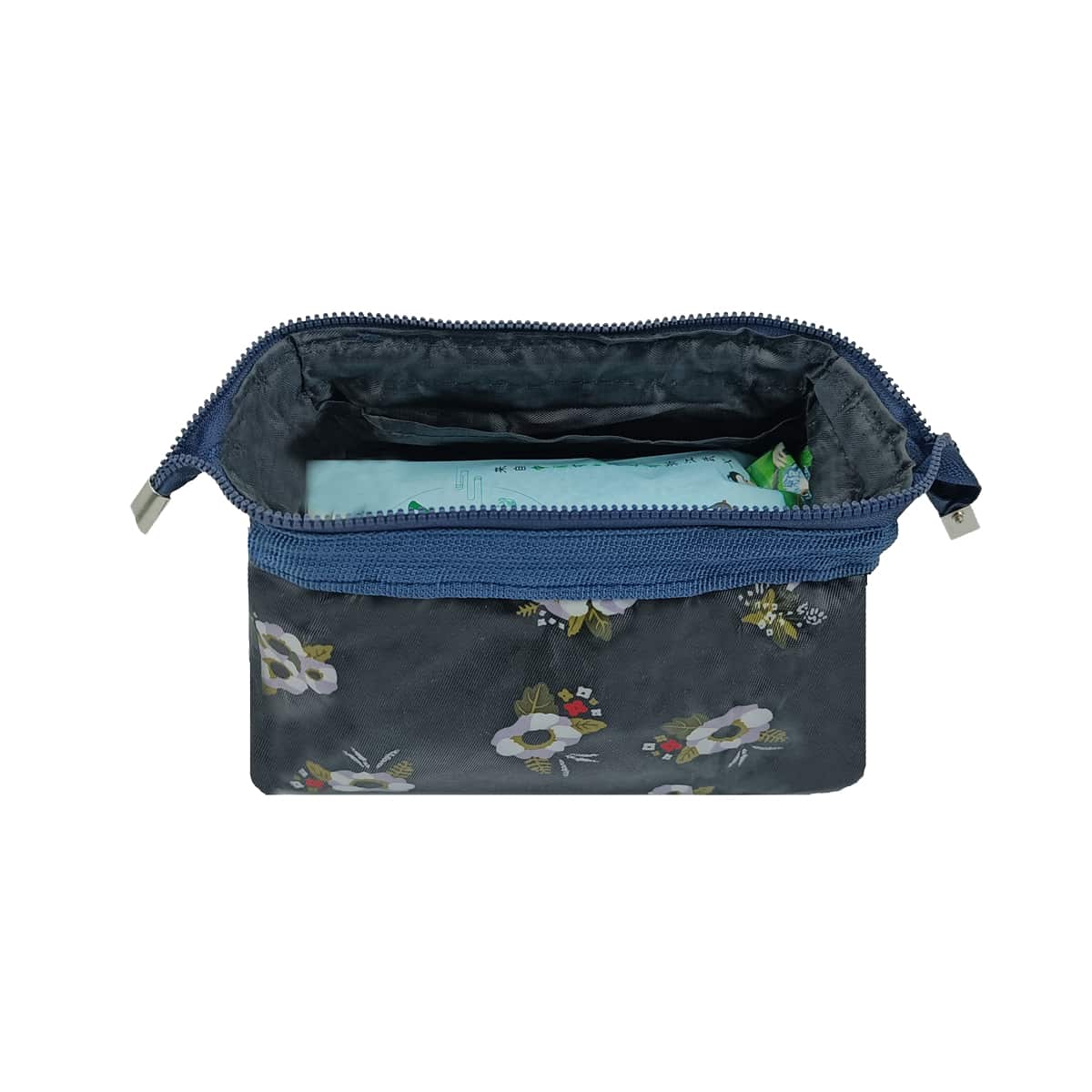 

Flower Pattern Makeup Bag, Black
