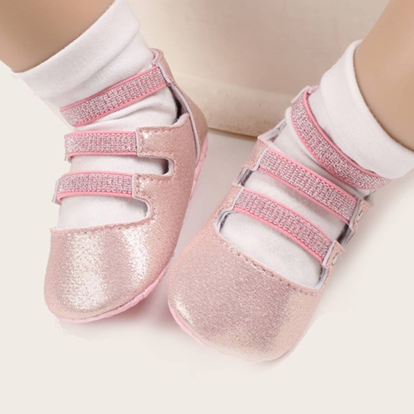

Baby Girl Back Zipper Strappy Flats, Pink