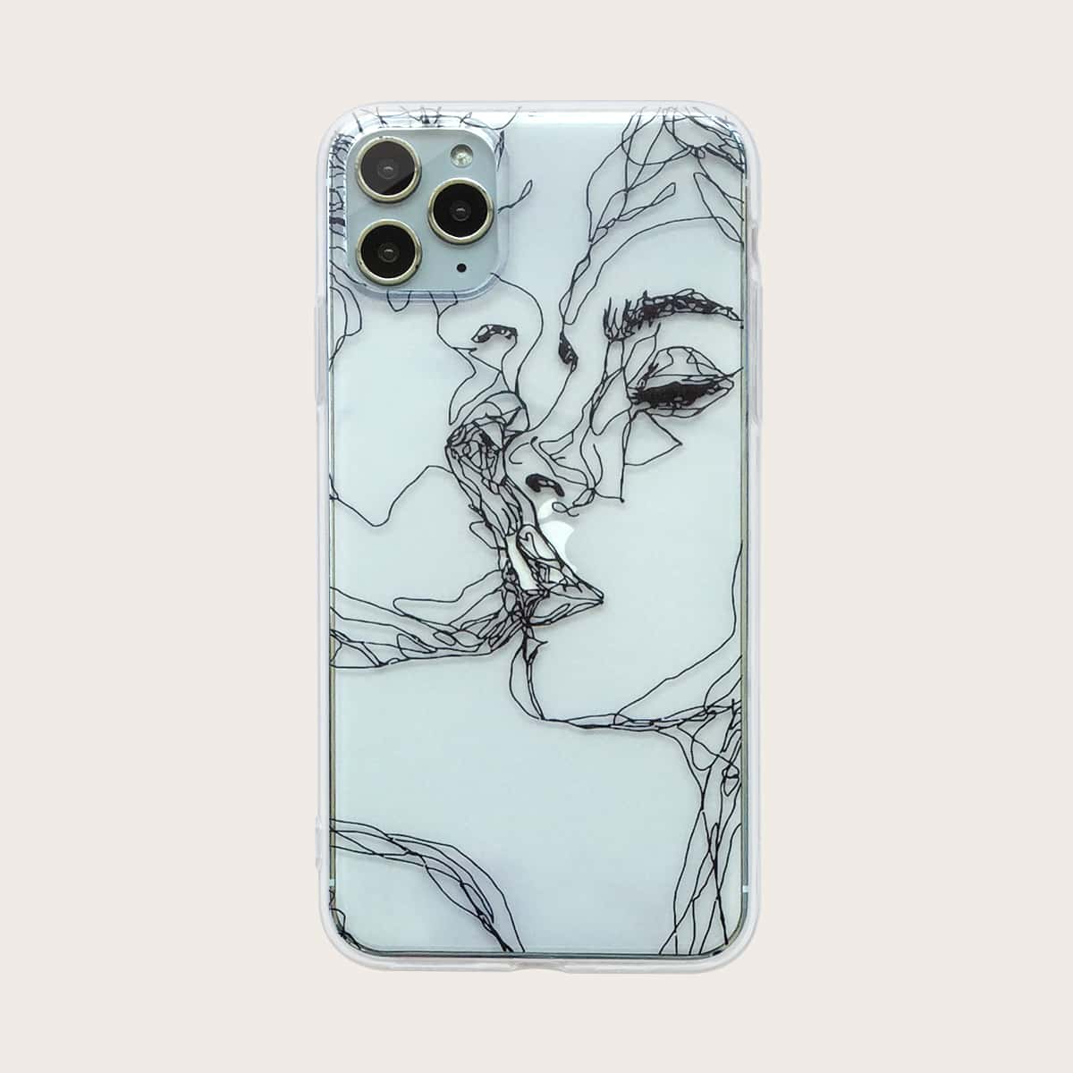 

1pc Face Print iPhone Case, Clear