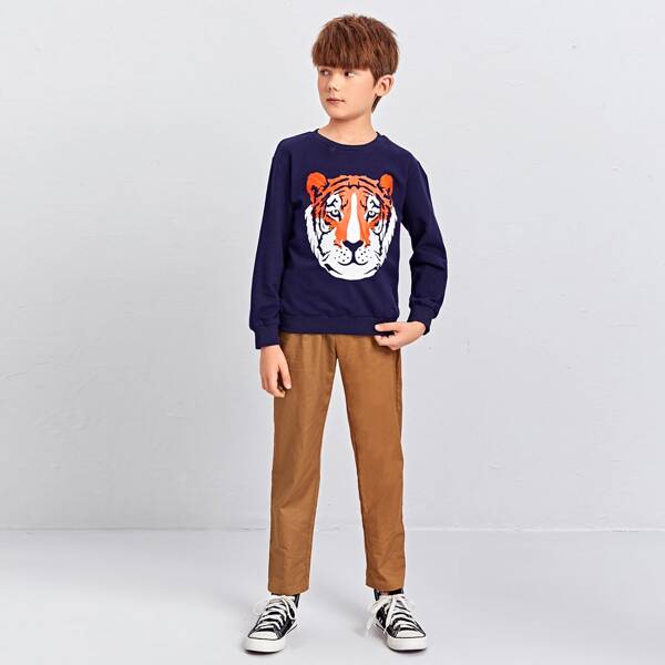 

Boys Tiger Print Pullover & Pants Set, Multicolor