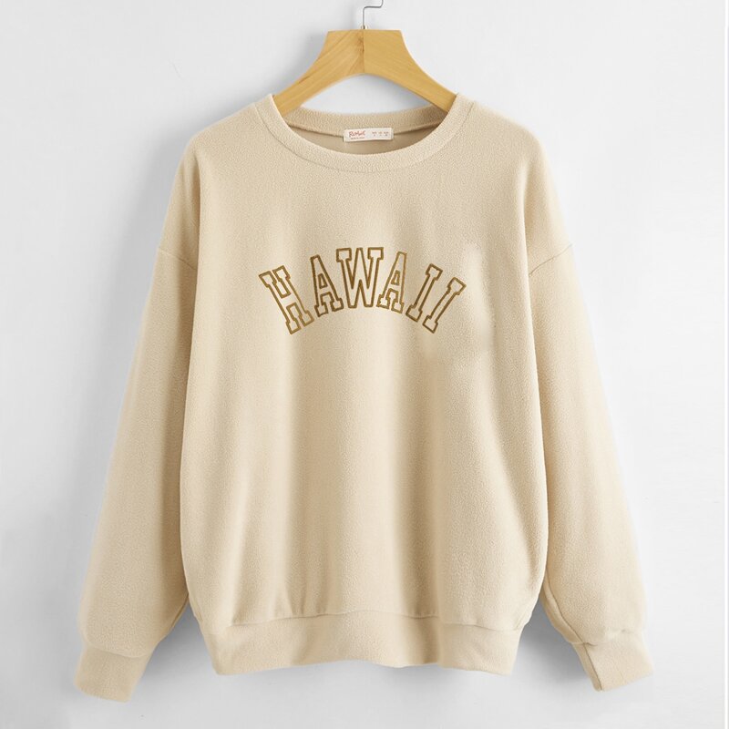 

Letter Graphic Oversized Sweatshirt, Apricot