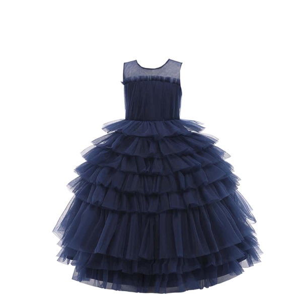 

Girls Tie Back Layered Tutu Gown Dress, Navy blue