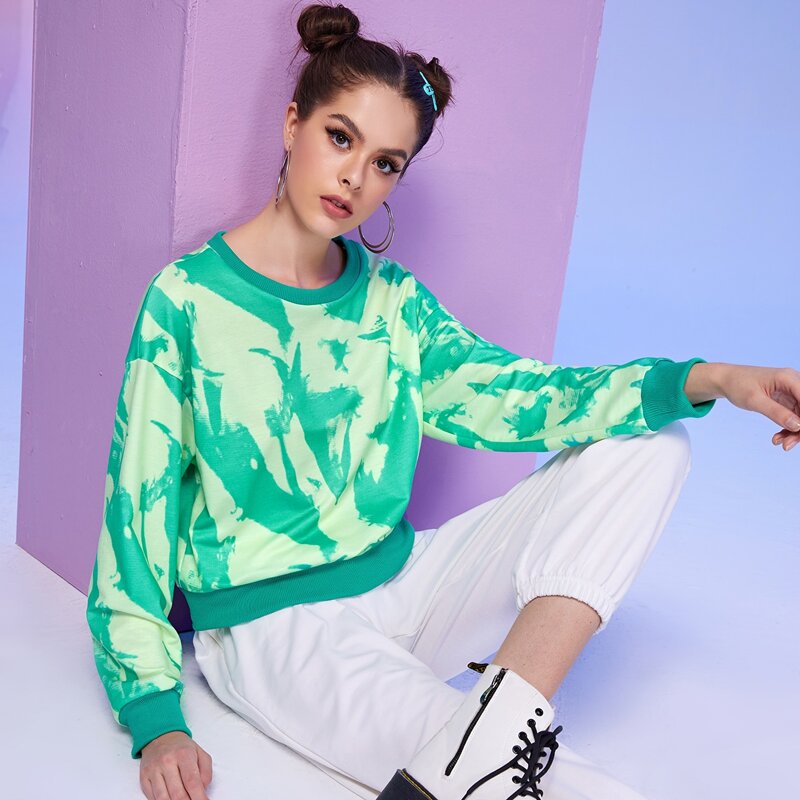 

Drop Shoulder Tie Dye Pullover, Multicolor