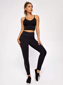 Easithlete Medium Support  Criss Cross Back Sports Bra - Black - View 4