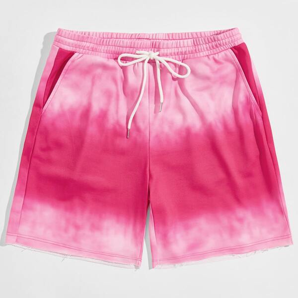 

Men Drawstring Waist Tie Dye Shorts, Pink