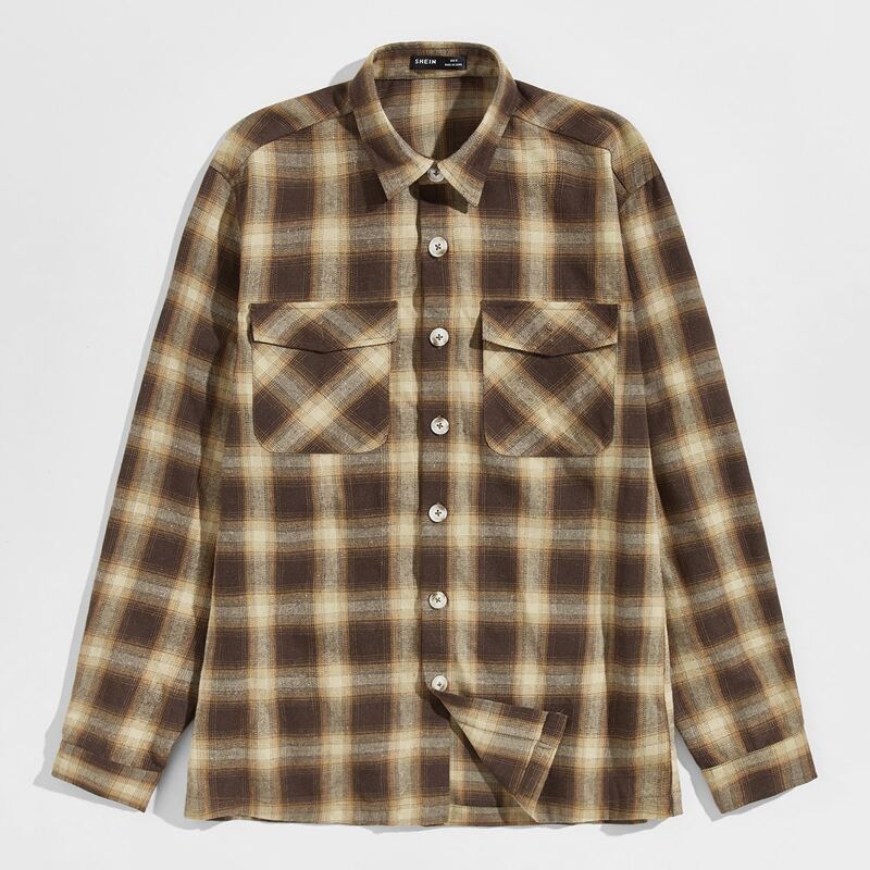 

Guys Single Breasted Pocket Tartan Shirt, Multicolor