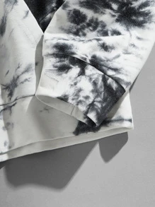 Manfinity VCAY Men Slogan Graphic Tie Dye Pouch Pocket Drawstring Hoodie, For Fall Winter - Black and White - View 4