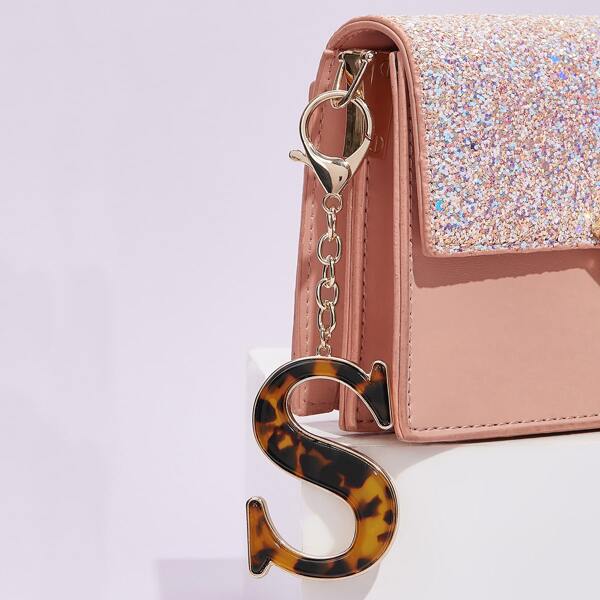 

Tortoiseshell Pattern Letter Bag Charm, Brown