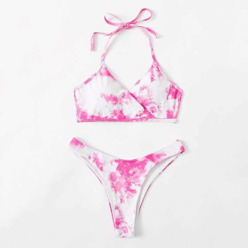 

Tie Dye High Cut Bikini Swimsuit, Pink