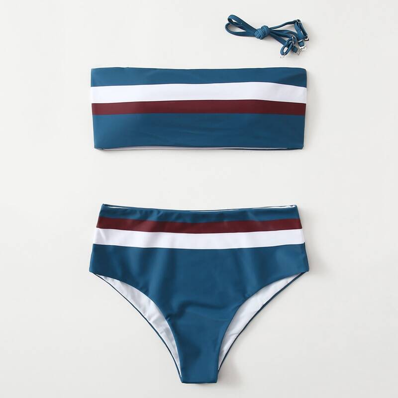 

Striped Bikini Swimsuit, Multicolor