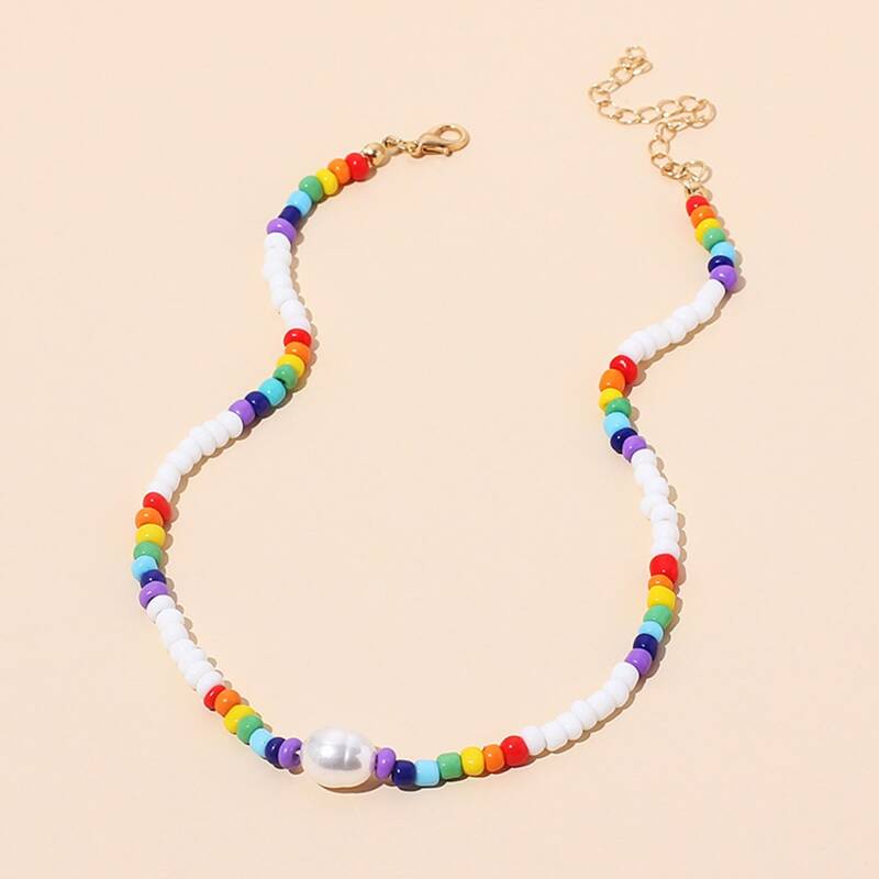 

Colorful Beaded Choker, Multicolor