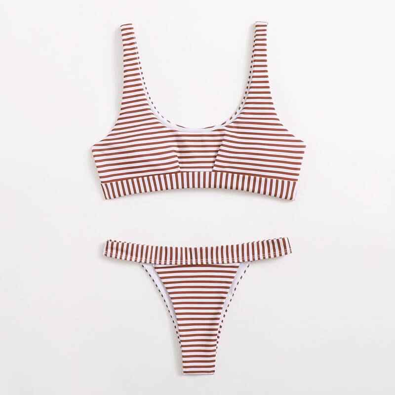 

Striped Bikini Swimsuit, Multicolor