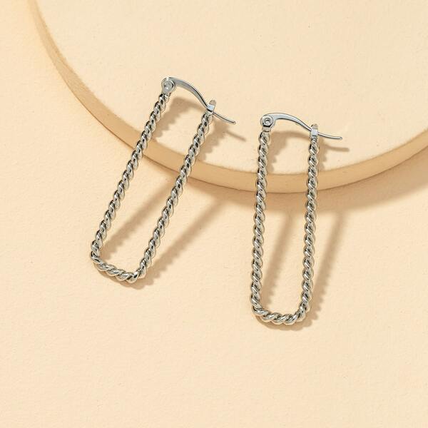 

Geometric Hoop Earrings, Silver