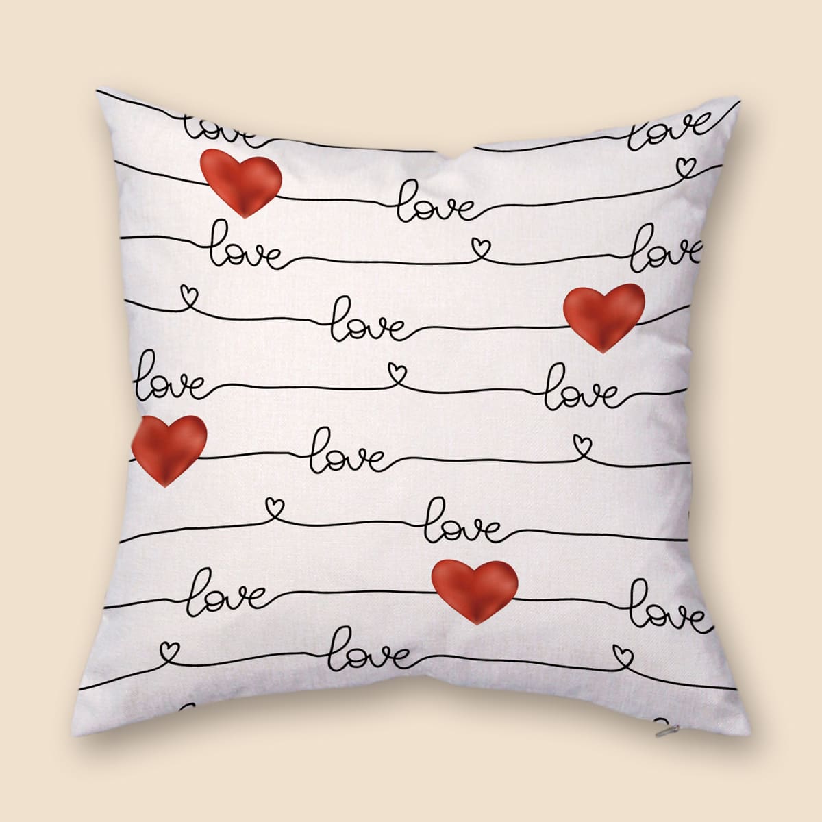 

Heart Print Cushion Cover Without Filler, Multicolor