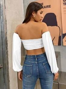 SHEIN Unity Off Shoulder Ruched Crop Top