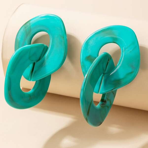 

Link Geometric Drop Earrings, Blue
