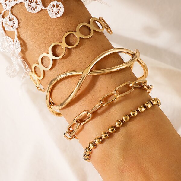 

4pcs Hollow Out Bracelet, Gold