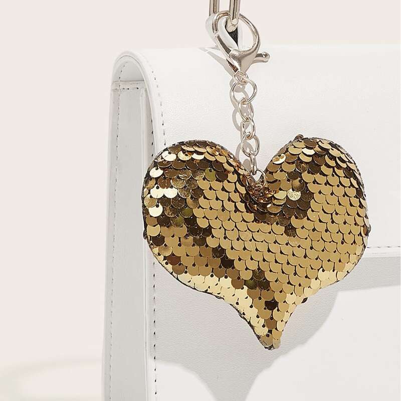 

Sequin Heart Charm Keychain, Multicolor