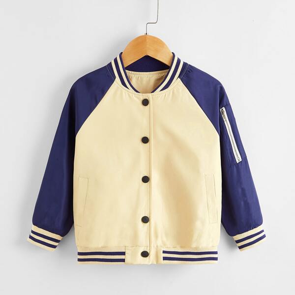 

Toddler Boys Contrast Raglan Sleeve Bomber Jacket, Multicolor