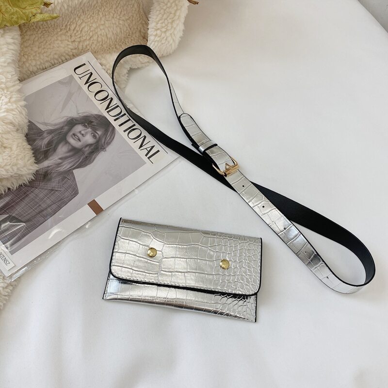 

Croc Embossed Fanny Pack, Silver