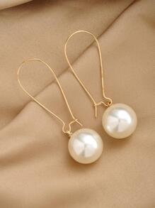 Faux Pearl Decor Earrings - Yellow Gold - View 1