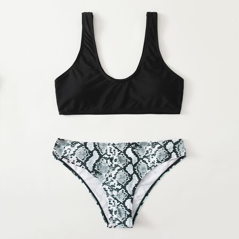 

Snakeskin Print Bikini Swimsuit, Multicolor