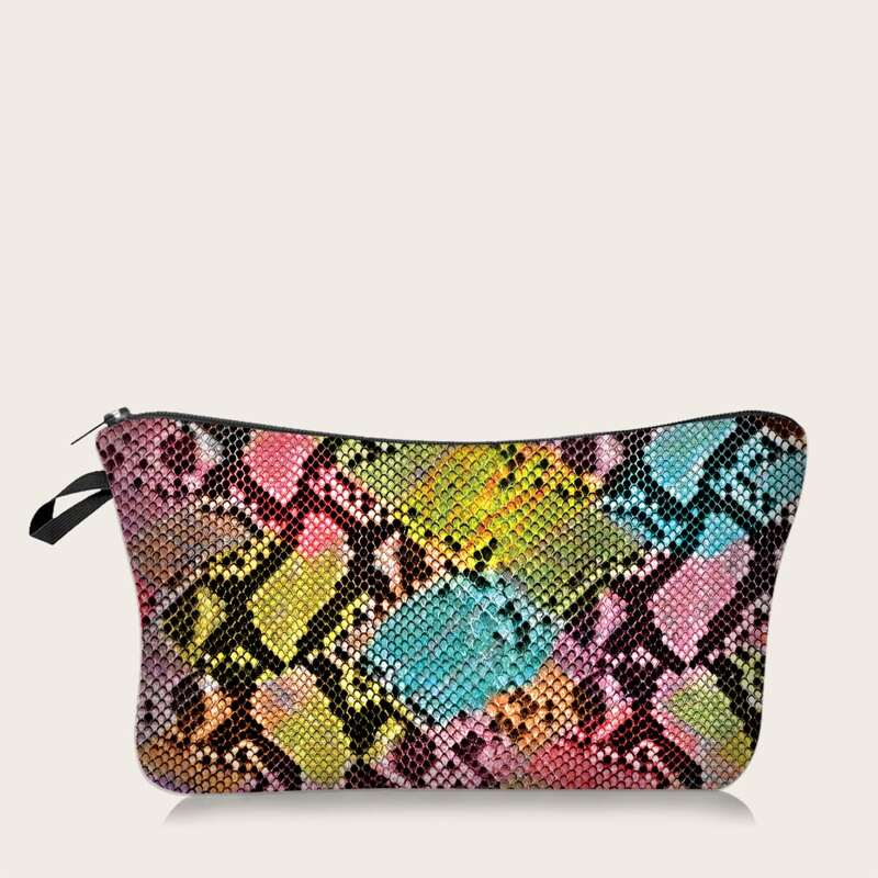 

Snakeskin Print Makeup Bag, Multicolor
