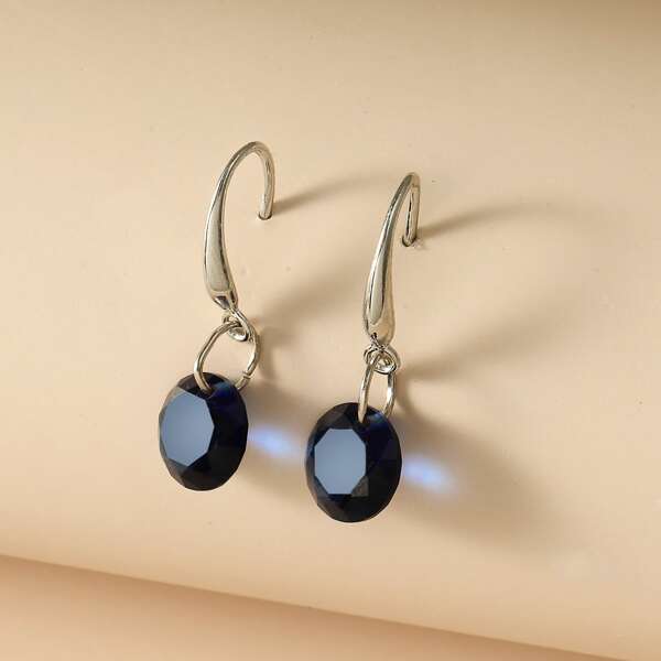 

Rhinestone Decor Drop Earrings, Royal blue