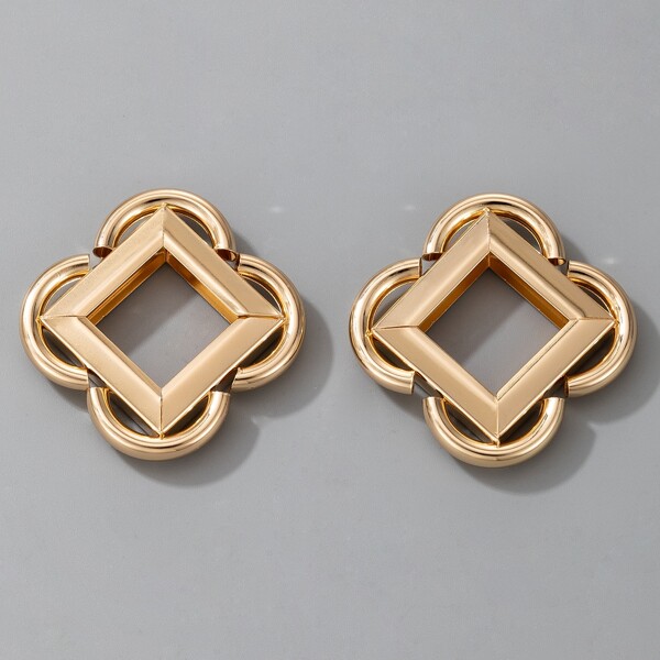 

Geometric Design Stud Earrings, Gold