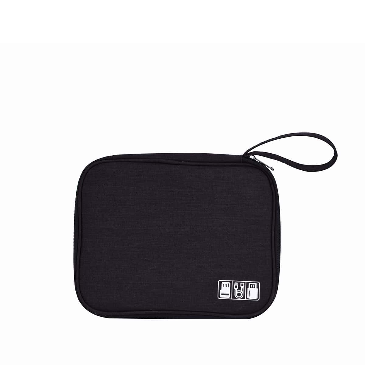 

1pc Portable Data Cable Storage Bag, Black