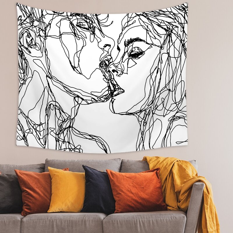 

Line Figure Painting Tapestry, White