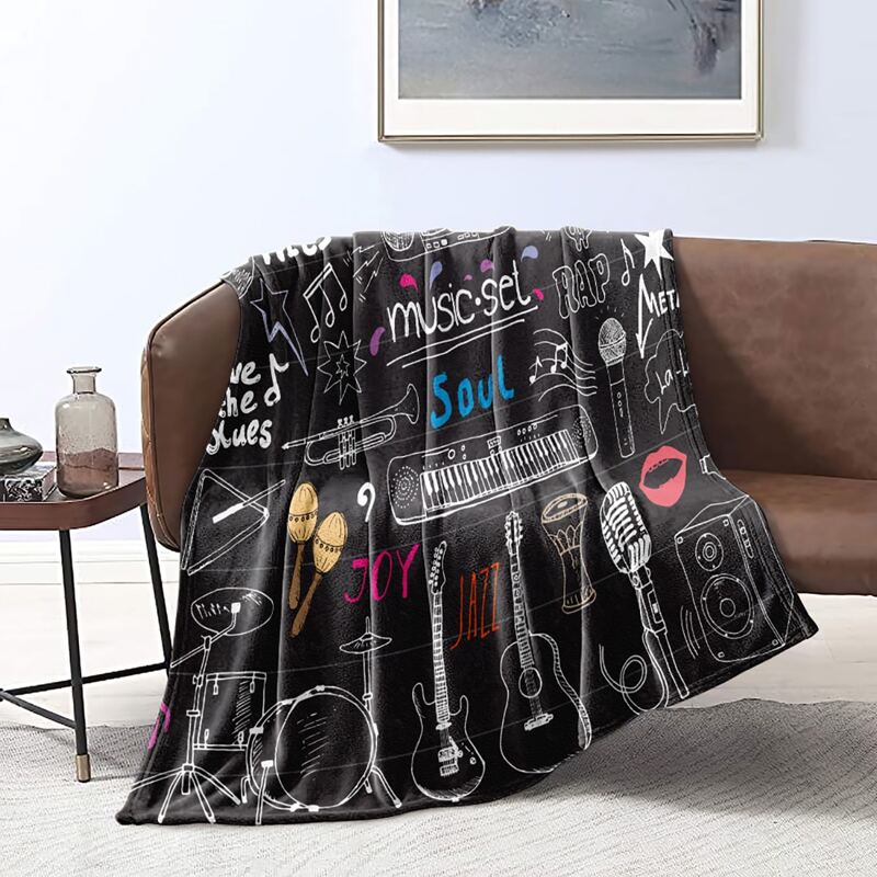 

Musical Instrument Print Blanket, Multicolor