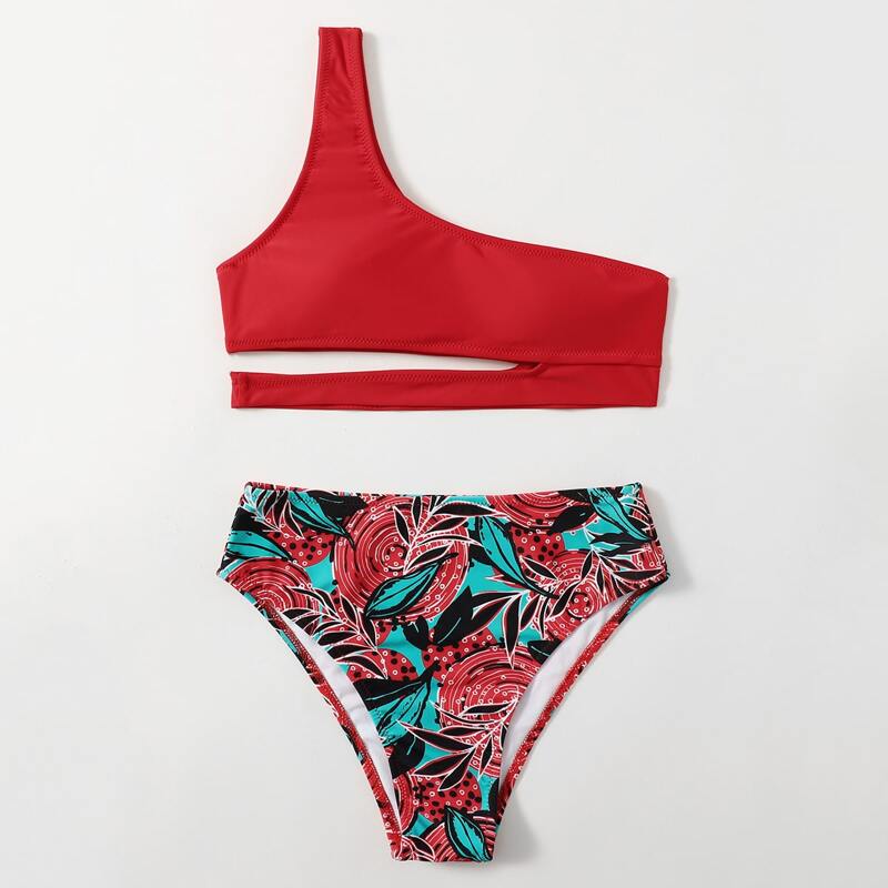

Allover Print Cut Out Bikini Swimsuit, Multicolor