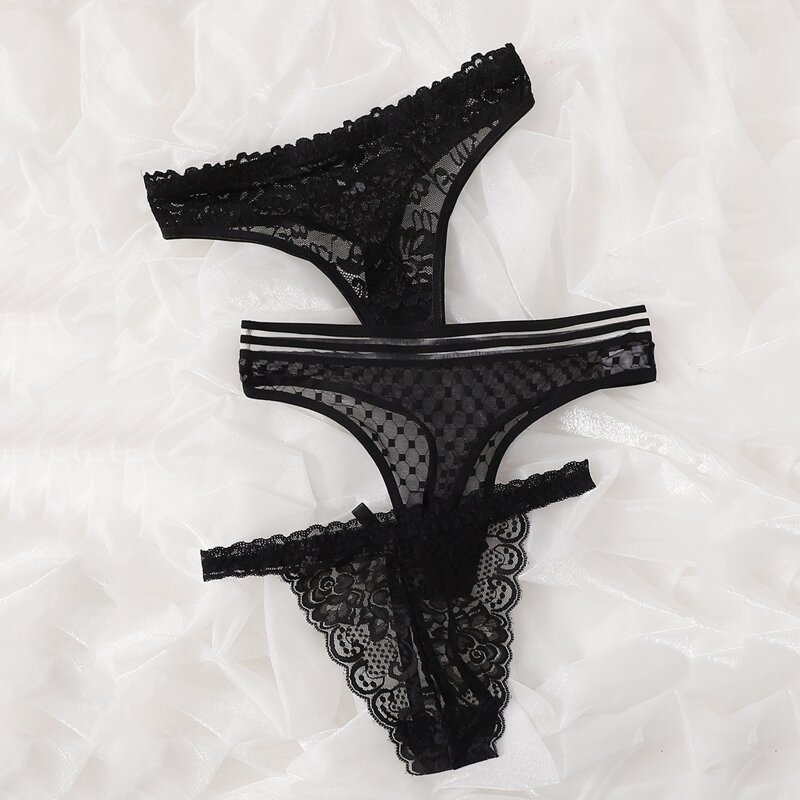 

3pack Lace Panty Set, Black