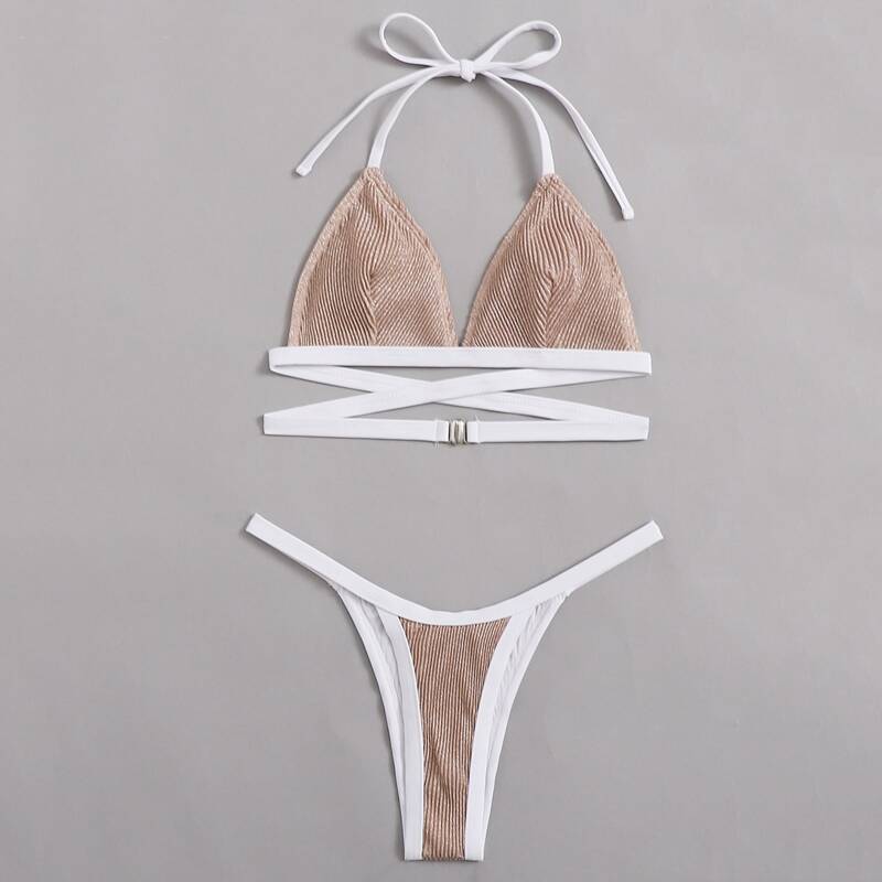 

Criss Cross Thong Bikini Swimsuit, Multicolor
