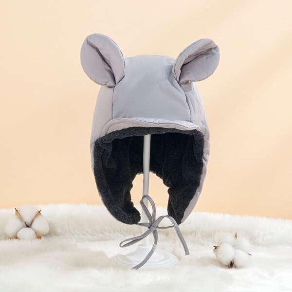

Toddler Kids Ear Design Warm Hat, Grey