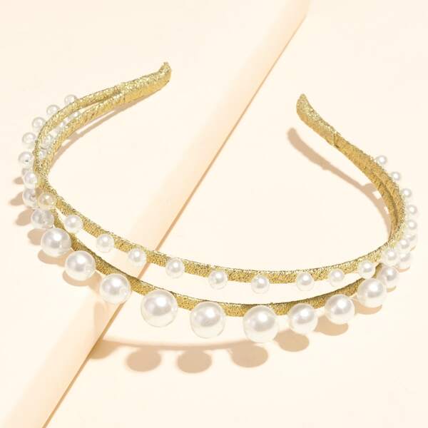 

Faux Pearl Hair Hoop, Gold