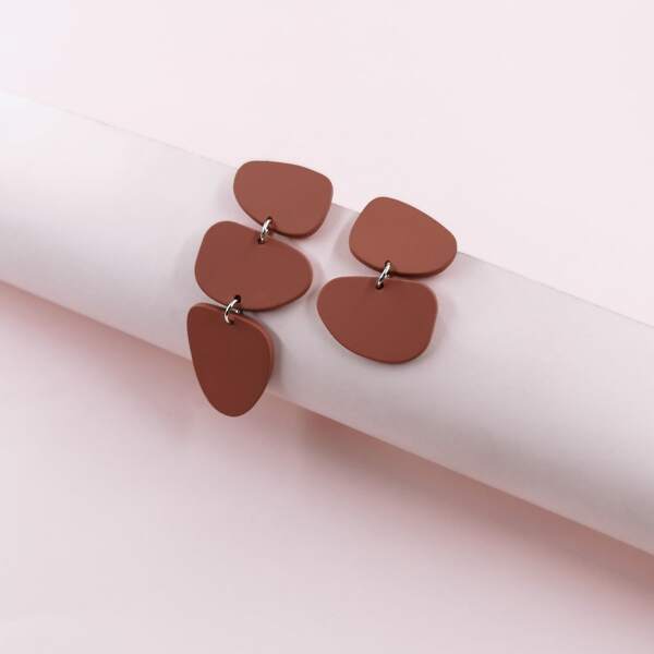 

Irregular Charm Mismatched Drop Earrings, Brown