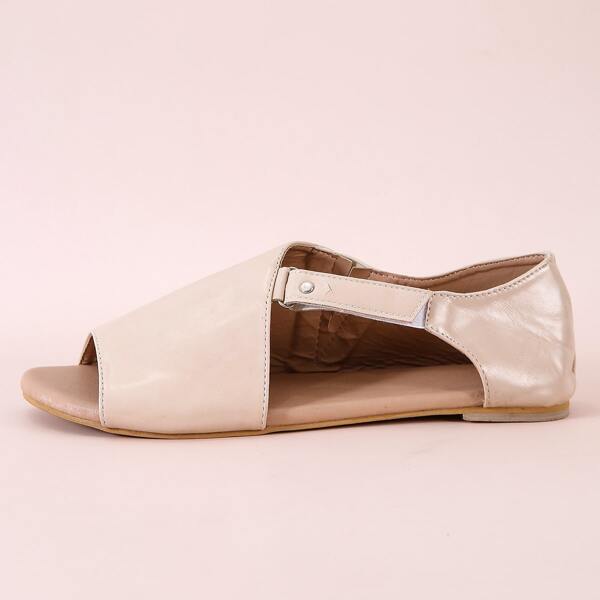 

Open Toe Velcro Strap Sandals, Khaki