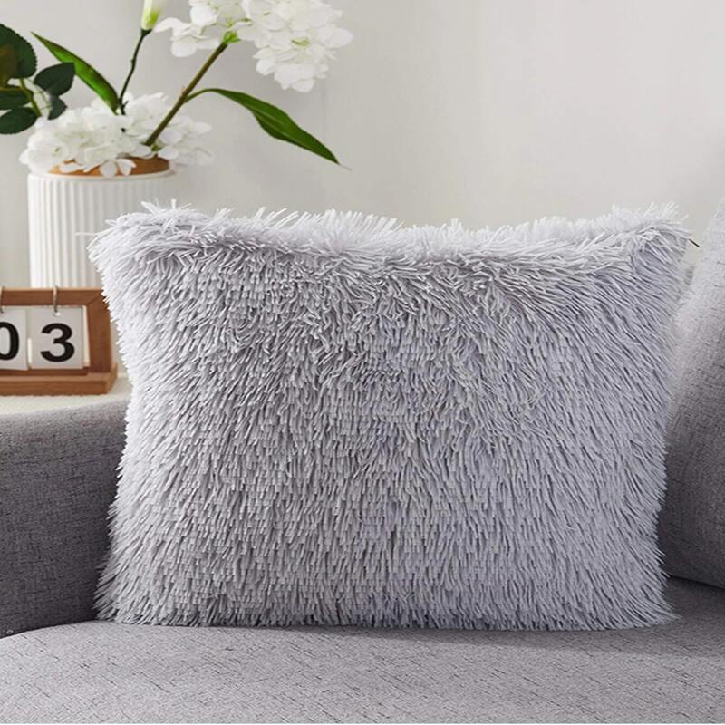 

Plain Faux Fur Cushion Cover Without Filler, Grey