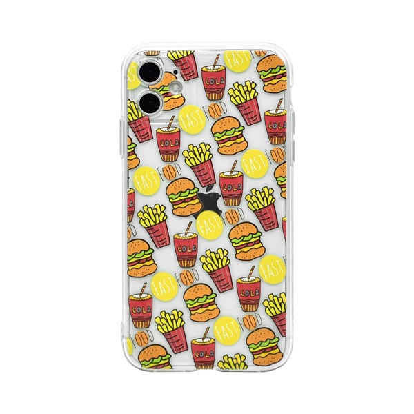 

Fast Food Print Clear iPhone Case, Multicolor