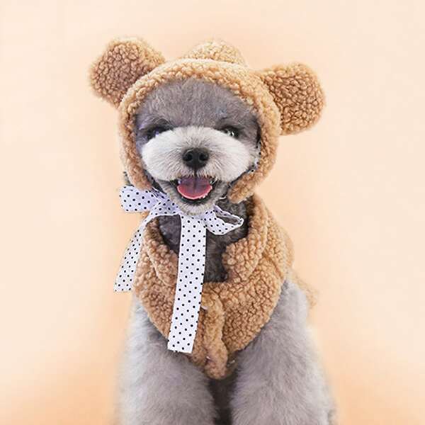 

Cartoon Graphic Dog Coat With Hat, Khaki