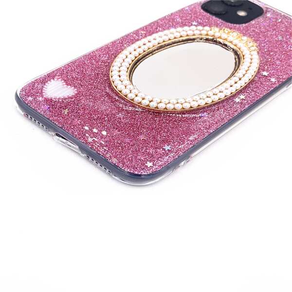 

Faux Pearl Decor Mirror iPhone Case, Pink