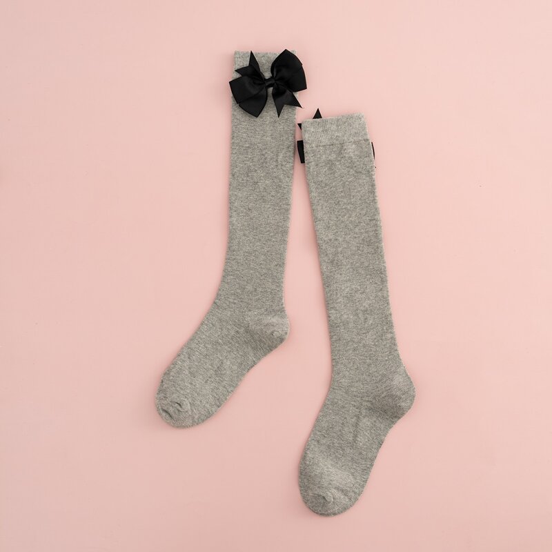 

Bow Decor Over The Calf Socks, Light grey
