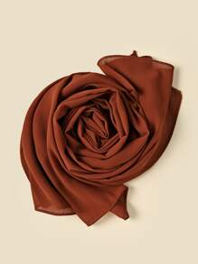 1入質感珍珠和雪紡柔軟頭巾，適用於日常穿著和場合頭巾、髮箍、頭帶，讓您的造型更時尚 - 鏽棕色 - 查看 2