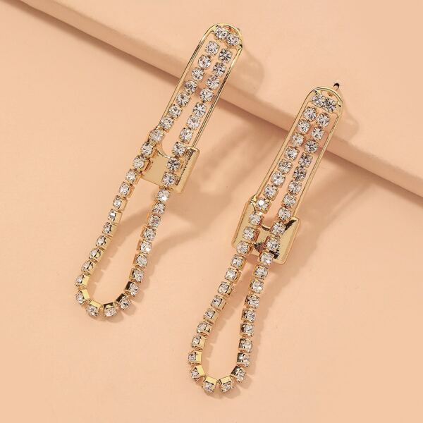 

Rhinestone Decor Drop Earrings, Gold