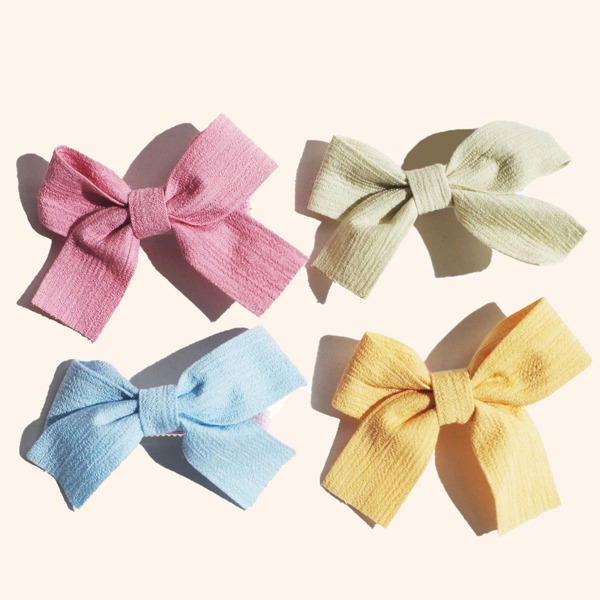 

4pcs Toddler Girls Plain Bow Hair Clip, Multicolor