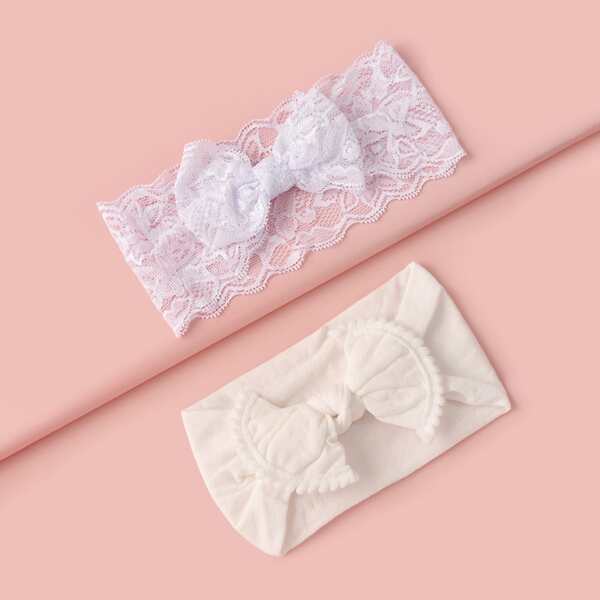 

2pcs Baby Bow Lace Headband, White
